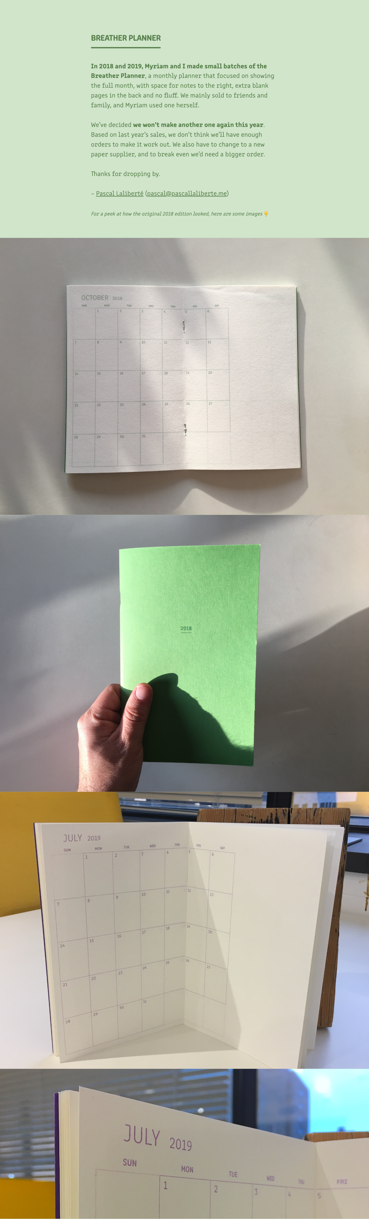 Desktop view of Breather Planner