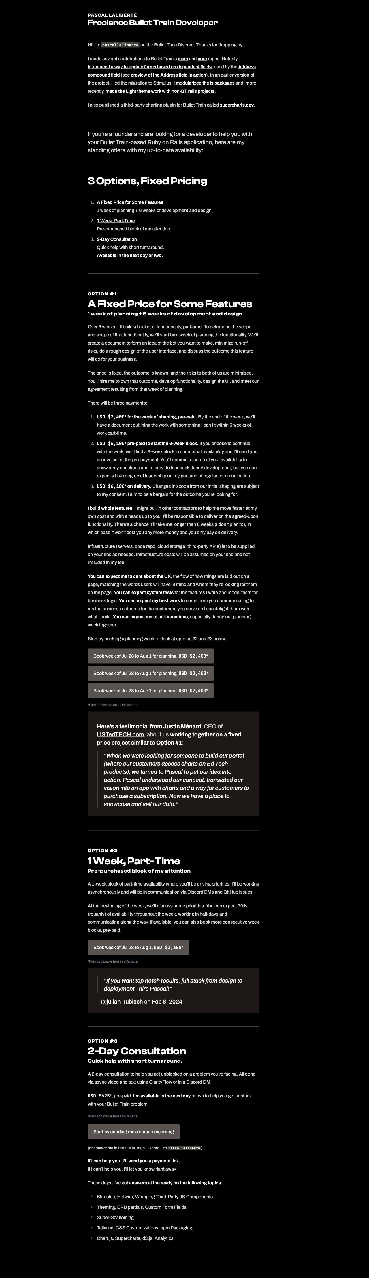 Desktop view of Freelance Bullet Train Developer