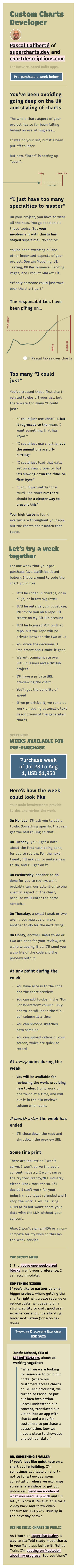 Mobile view of Custom Charts Developer