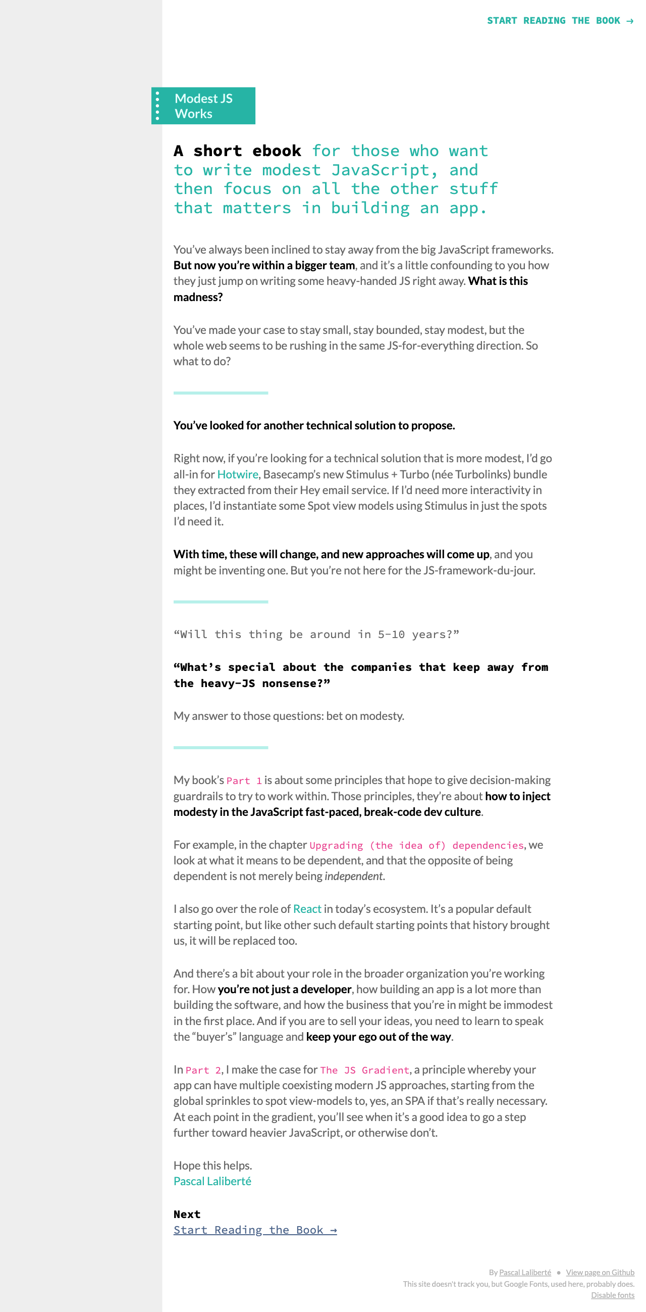 Desktop view of Modest JS Works Ebook