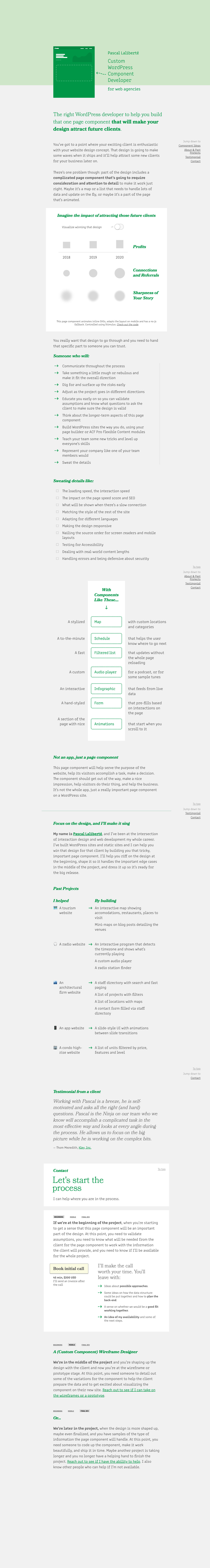 Desktop view of Custom WordPress Component Developer